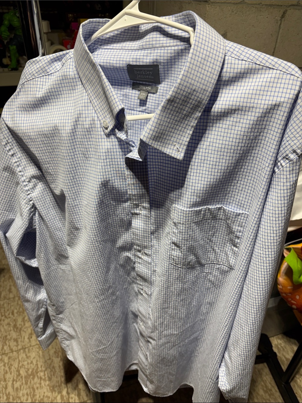 Berkley Jensen Blue Windowpane Button-Down Dress Shirt